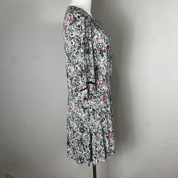 Zadig & Voltaire Mini Dress Remus White Gauze Print Floral Blouson Size Medium - Picture 7 of 10
